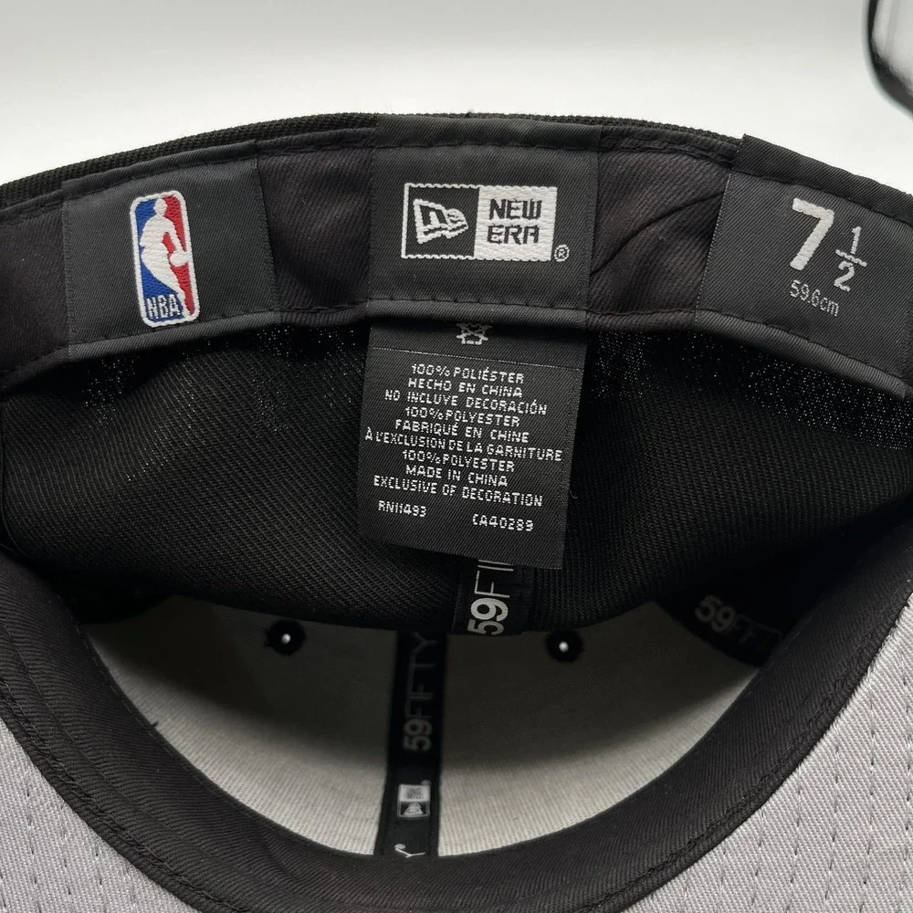 Brooklyn Nets New Era 59FIFTY Hat Cap Fitted Mens 7 1/2 Black NBA Basketball NEW